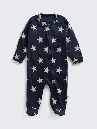 Eebabee Star Print Footed Baby Sleepsuit with 2-Way Zipper