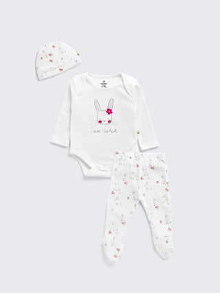 Eebabee Newborn 'I am Loved' 3-Piece Bodysuit Set for Baby Girl