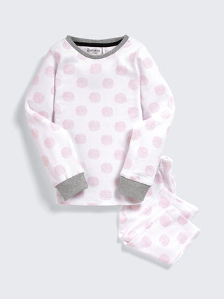 Full sleeve white & pink dots pajama set for baby