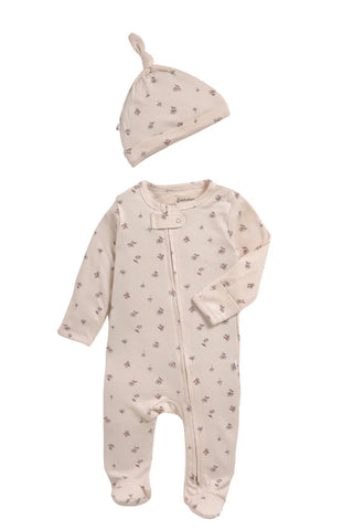 Full sleeve light greyish pink zipper sleepsuit with cap for baby - Kidulan