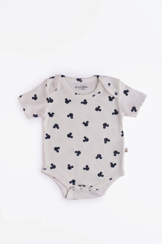 Half sleeve stripes & graphic pattern in grey, ash, cream bodysuit combo for baby - Kidulan