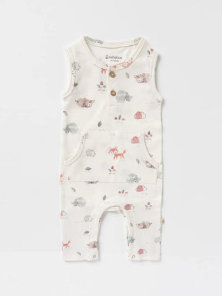 Sleeveless graphic pattern in soft pink dungaree for baby - Kidulan