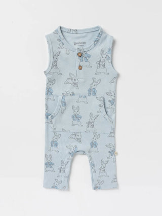 Sleeveless rabbit pattern in blue dungaree for baby - Kidulan