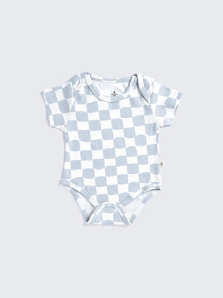 Blue Checkerboard Unisex Half sleeve Baby Bodysuit - Kidulan