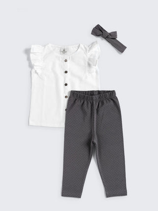 Stylish Baby Girl Combo with Romper, Legging Set & Hairband - Kidulan