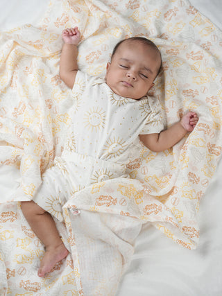 Newborn Baby Essentials Combo with Jabla Set, Star Pillow, Blanket & Swaddle - Kidulan