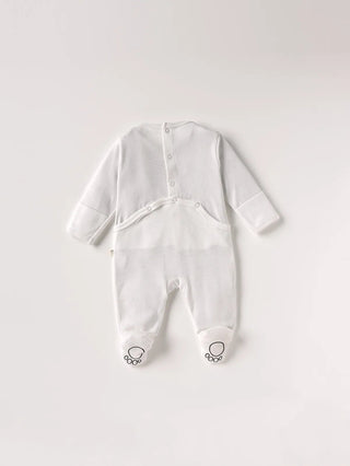 BABY FOOTED WHITE SLEEPSUIT WITH BACK SNAPS - Kidulan