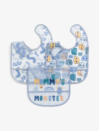 Blue & graphic pattern baby bibs combo for baby boys & girls - Kidulan