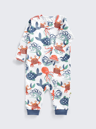 Eebabee Ocean Friends Print Footless Baby Sleepsuit With 2-Way Zip