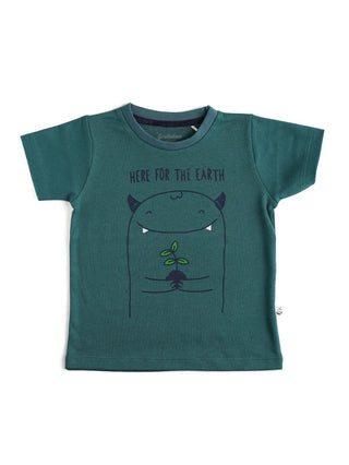 Half sleeve green graphic t-shirt for baby - Kidulan