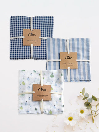 FETO COTTON MUSLIN SWADLE WRAP 3PCS - Kidulan