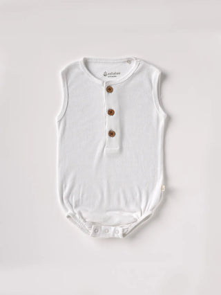 Sleeveless pure white bodysuit for baby - Kidulan