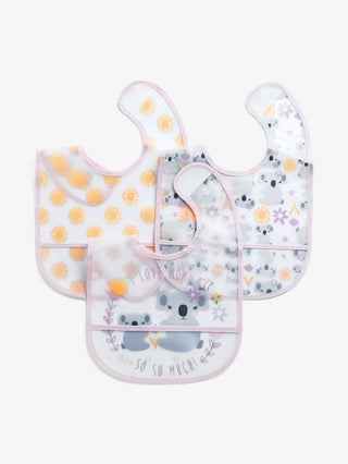 Orange & grey pattern with pink border Baby bibs combo for baby boys & girls - Kidulan