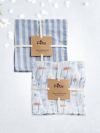 FETO COTTON MUSLIN SWADLE WRAP 2PCS - Kidulan