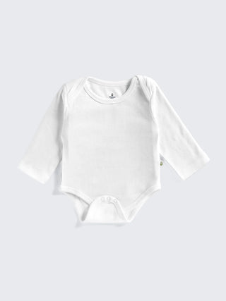 White Long Sleeve Baby Bodysuit – Soft & Snug Essential for Newborns - Kidulan