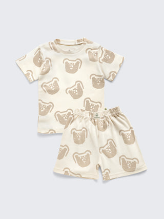 Eebabee Bear Print Baby T-Shirt and Shorts Set