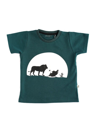 Half sleeve dark green graphic t-shirt for baby - Kidulan