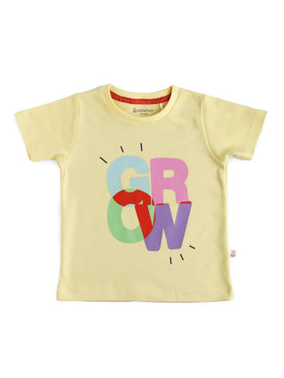 Half sleeve light yellow graphic t-shirt for baby - Kidulan