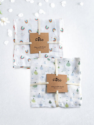 FETO COTTON MUSLIN SWADLE WRAP 2PCS - Kidulan