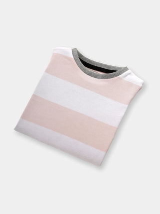 Full sleeve pink & white cuff t shirt for baby