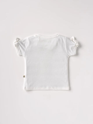 Half sleeve white graphic t-shirt  for baby