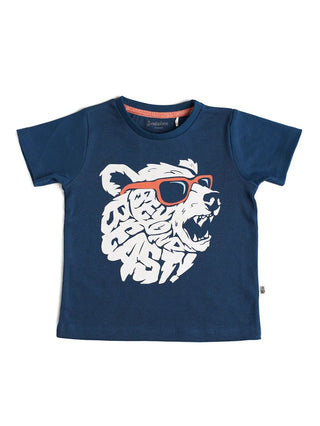 Half sleeve blue & white graphic t-shirt for baby - Kidulan