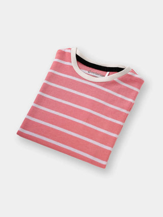 Full sleeve pink & White cuff t-shirt for baby