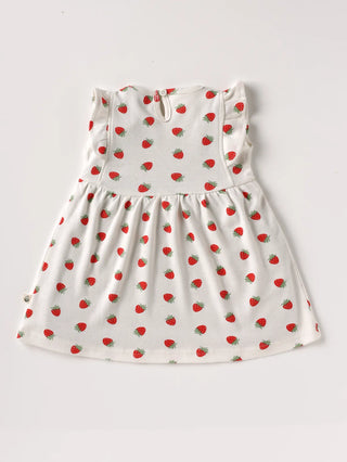 Sleeveless white & red  frock for baby girls