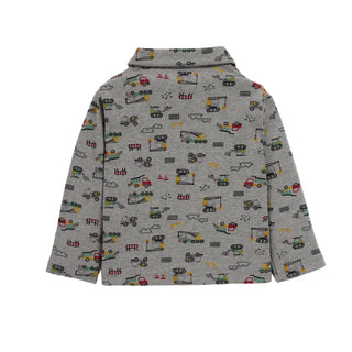 Full sleeve graphic pattern in light grey pajama set for baby