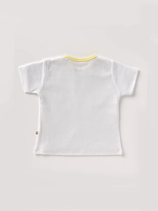 Half sleeve yellow, white summer outfit for baby - Kidulan