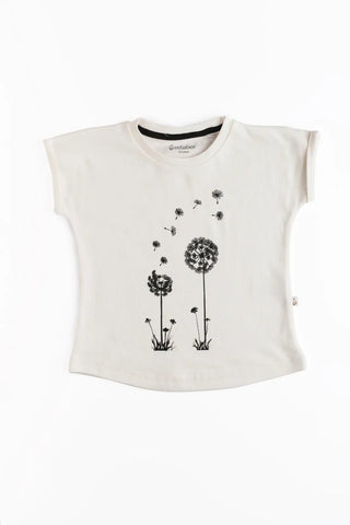 Half sleeve white graphic pattern in black & white t-shirt with leggings for baby girls - Kidulan