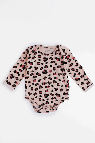 Full sleeve grey, pink & green graphic pattern bodysuit combo for baby - Kidulan