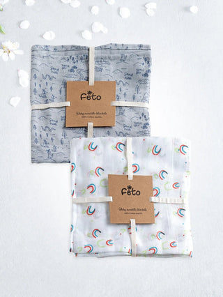 FETO COTTON MUSLIN SWADLE WRAP 2PCS - Kidulan