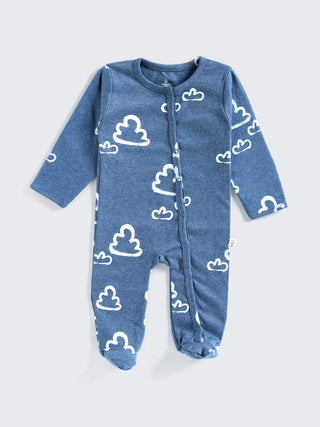 Cozy Cloud Printed Full Sleeves Footed Sleepsuit - Kidulan
