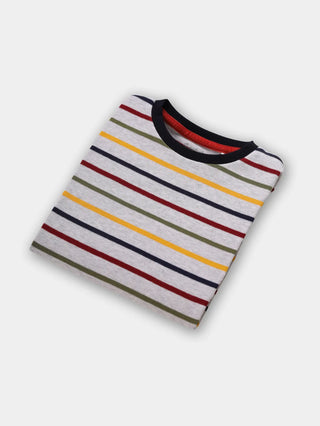 Full sleeve stripe pattern in white cuff t-shirt for baby