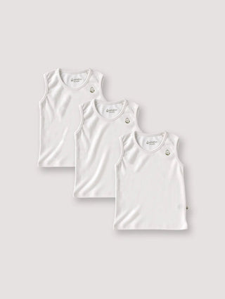 Sleeveless pure white vest combo newborn - Kidulan