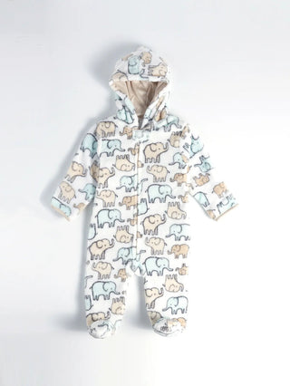 Full sleeve White & cream winter wear sleepsuit for baby boys & girls - Kidulan