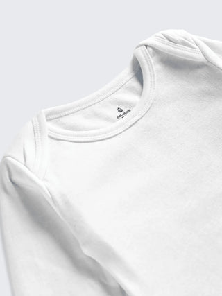 White Long Sleeve Baby Bodysuit – Soft & Snug Essential for Newborns - Kidulan