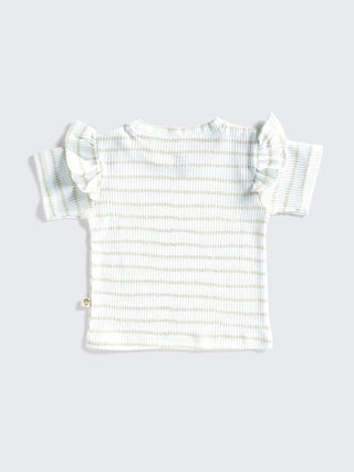 Striped Girls Ruffle Top & Shorts Set - Kidulan