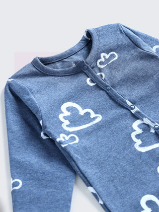 Cozy Cloud Printed Full Sleeves Footed Sleepsuit - Kidulan