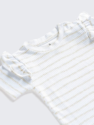 Striped Girls Ruffle Top & Shorts Set - Kidulan