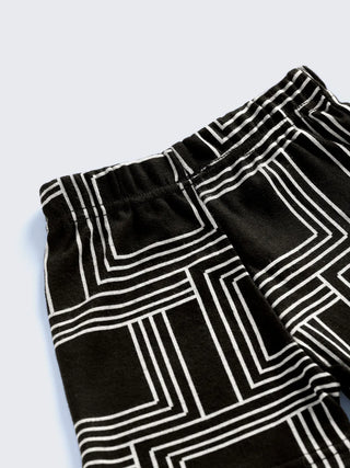 Stylish Black Square Print Co - Ord Set for Boys - Kidulan