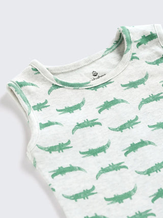 Crocodile Print - Sleeveless Unisex Baby Vest - Kidulan