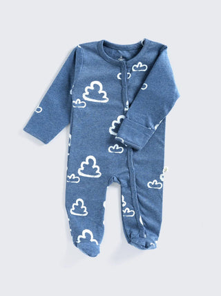 Cozy Cloud Printed Full Sleeves Footed Sleepsuit - Kidulan