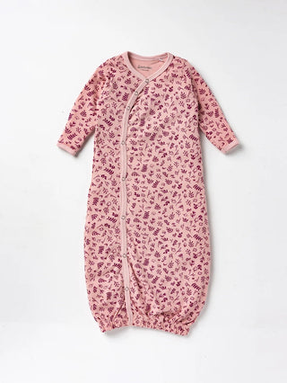 Full sleeve pink & red with closure snap button sleeping gown for baby - Kidulan