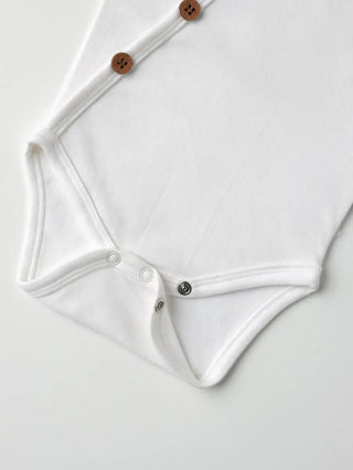 Full sleeve pure white cross button  bodysuit  for baby