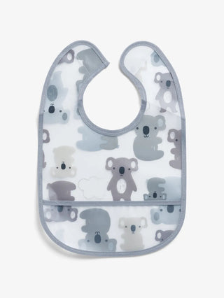 Grey & blue teddy graphic pattern Baby bibs combo for baby boys & girls - Kidulan