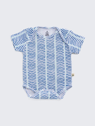 Ocean Waves Print Bodysuit & Shorts Summer Set for Baby