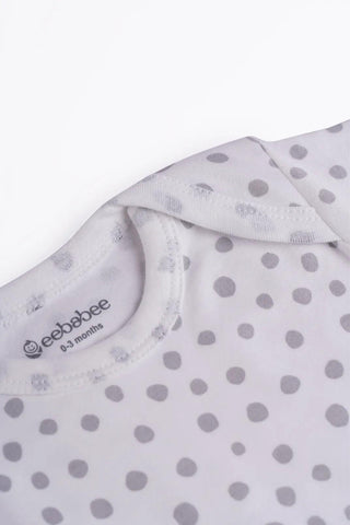 Half sleeve grey round pattern in white bodysuit for baby