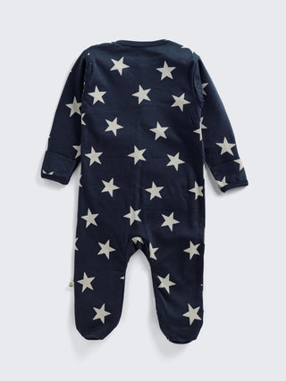 Eebabee Star Print Footed Baby Sleepsuit with 2-Way Zipper